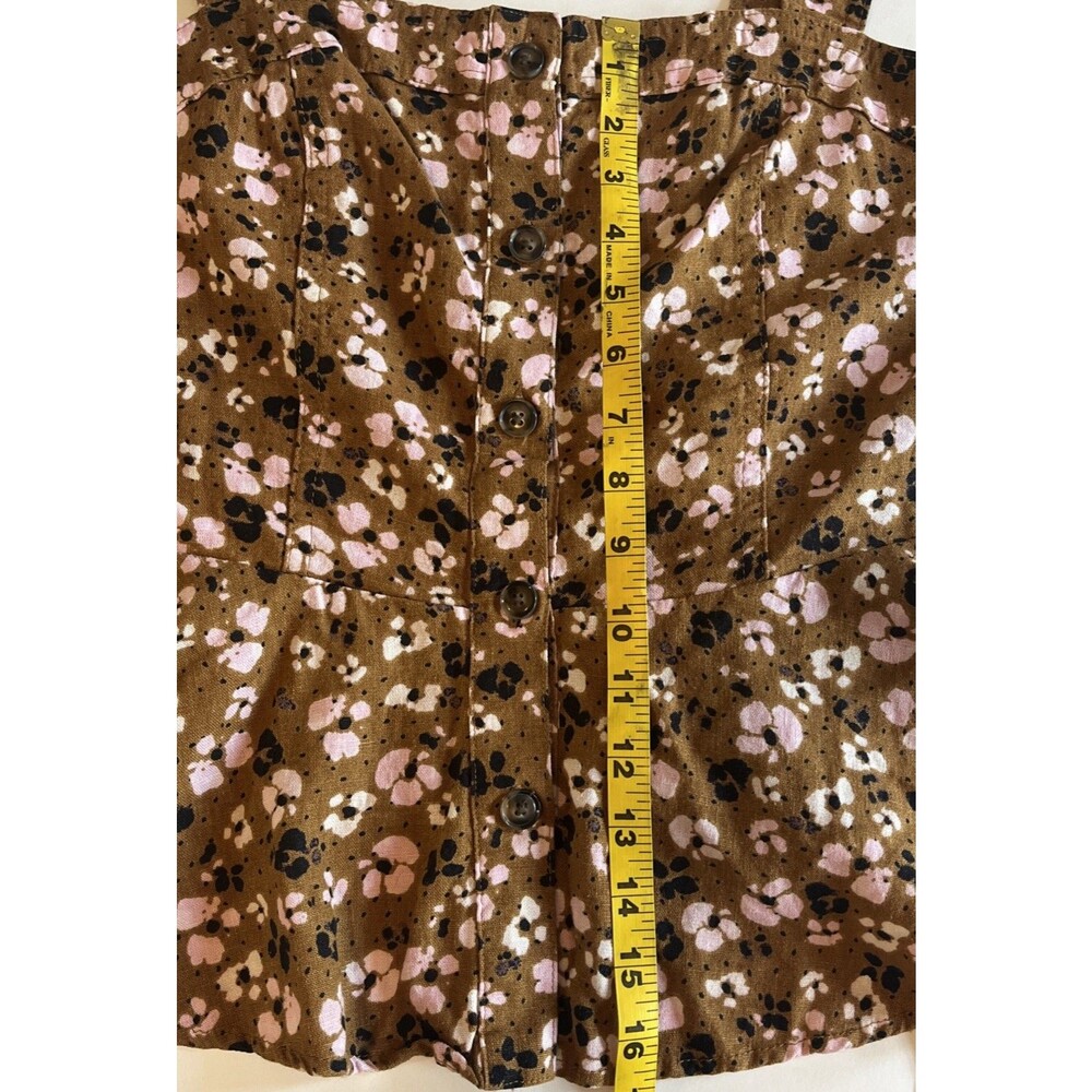 Who What Wear Halter Tank Top Women’s XL Linen Blend Brown Pink Black Floral - Picture 8 of 9